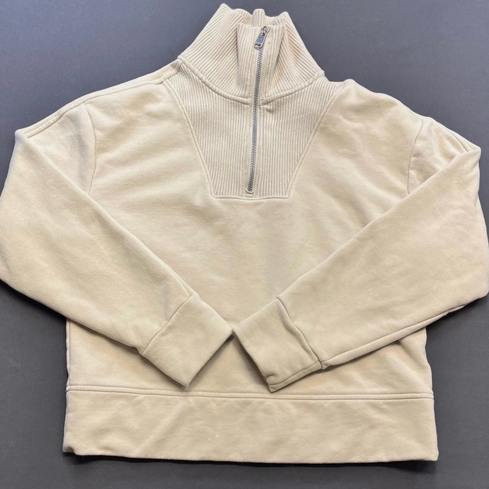 Athleta Fleece Quarter Zip Abalone Gray
